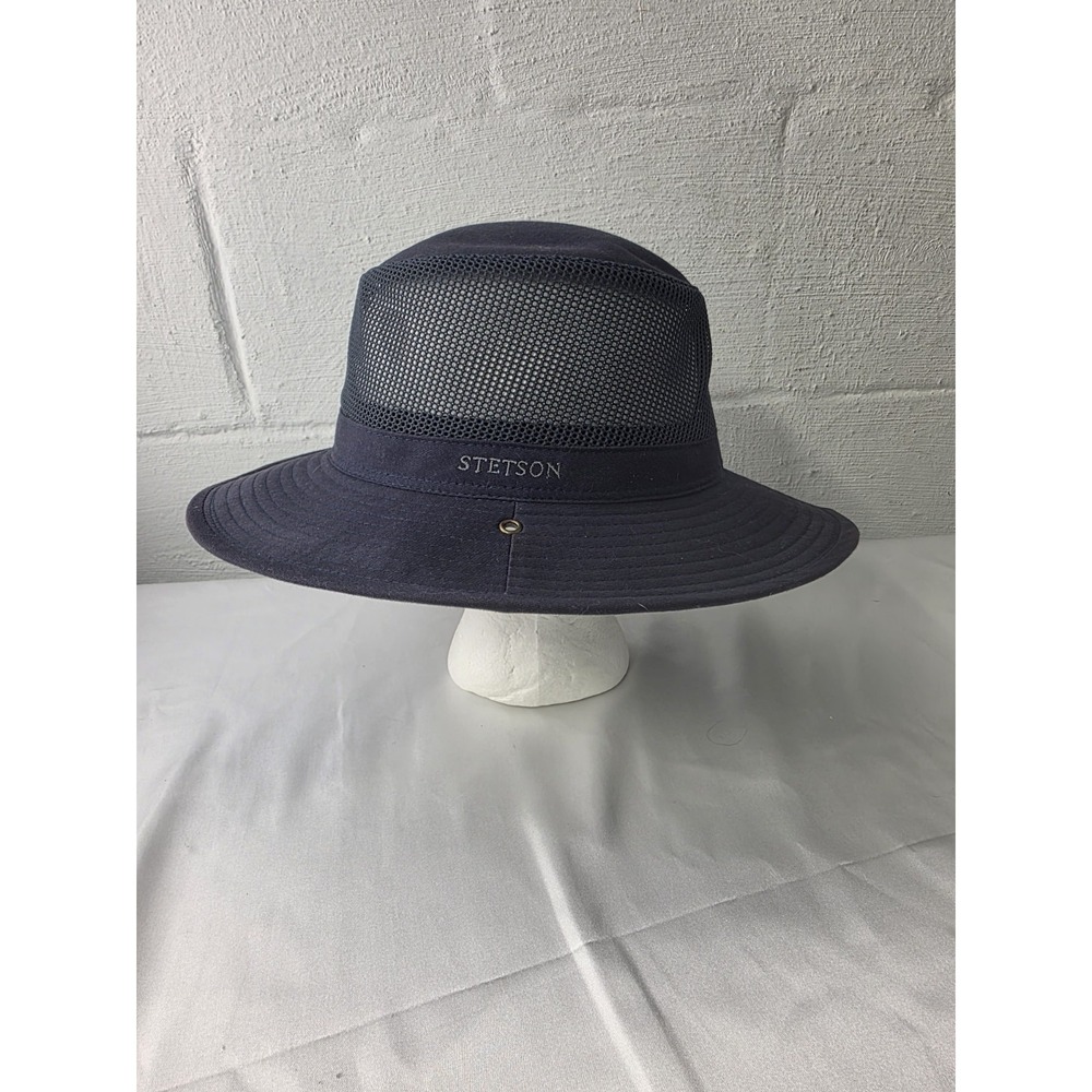 Stetson‎ Oudoor Navy Air Cotton Hat Sun Shady Mesh Breezer Golf Hike Fishing
